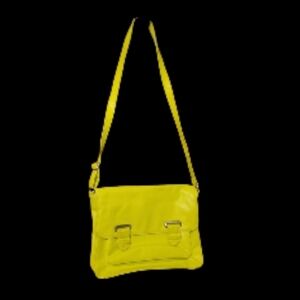 Neon Yellow Leather Mondani Messenger Bag/ Crossbody